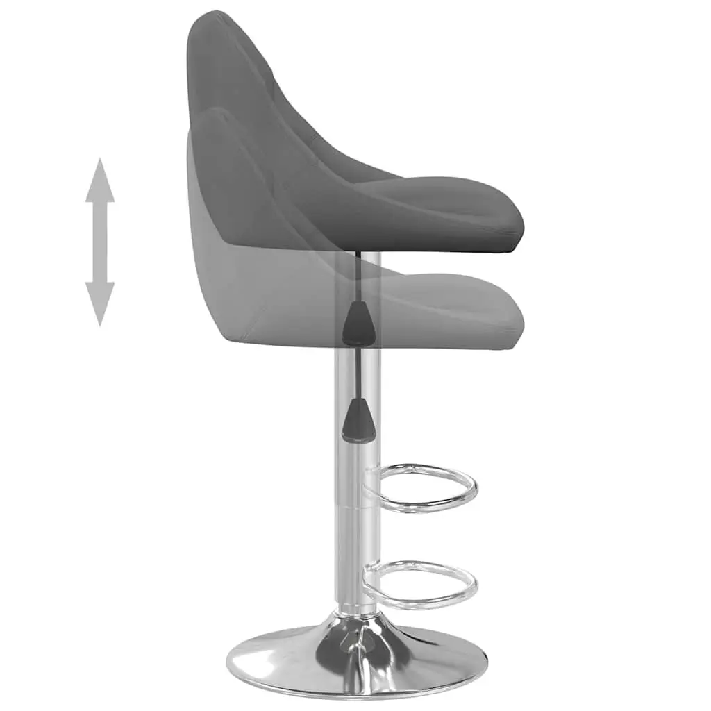 Bar Stools Velvet Upholstered Adjustable Height 2 Piece Grey