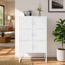 White Storage Highboard Cabinet with Doors Shelving Unit Home Furniture