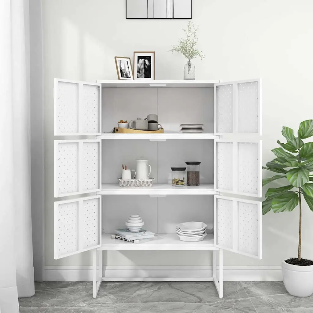 Storage Highboard Cabinet Steel 6 Doors White 80W x 35D x 135H cm
