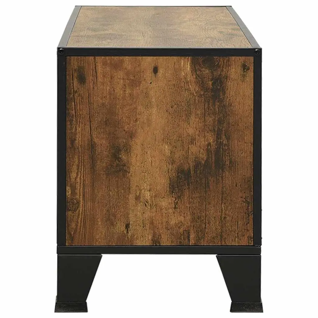 TV Cabinet Rustic Brown Storage Unit with Mesh Doors and Shelf