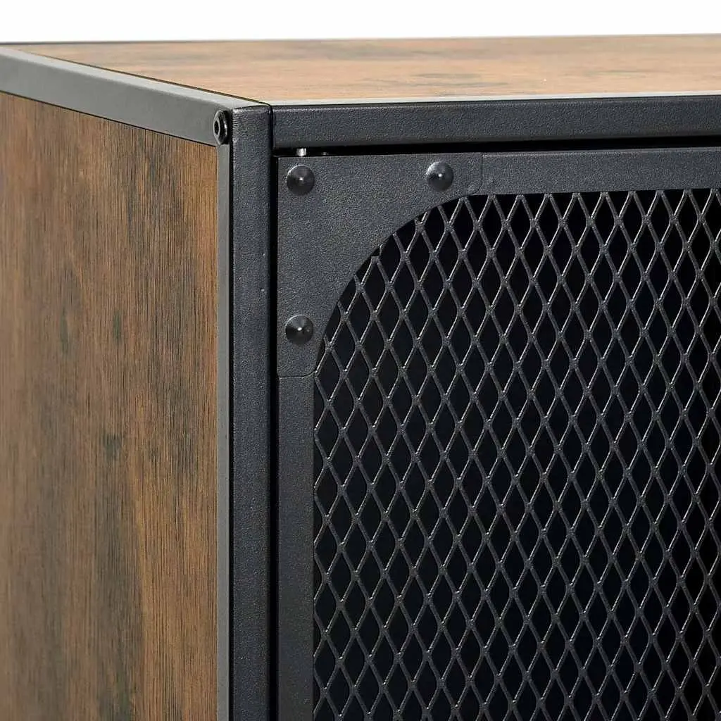 TV Cabinet Rustic Brown Storage Unit with Mesh Doors and Shelf