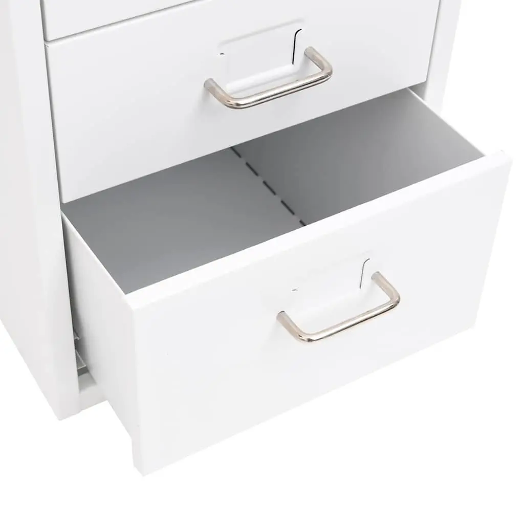 Mobile Filing Cabinet 6 Drawer Office Storage White Metal Organizer with Wheels