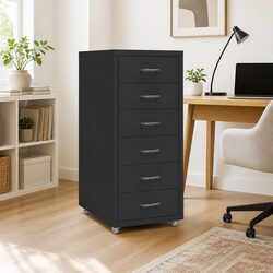 Mobile Filing Cabinet 6 Drawer Metal File Storage Office Organizer with Wheels