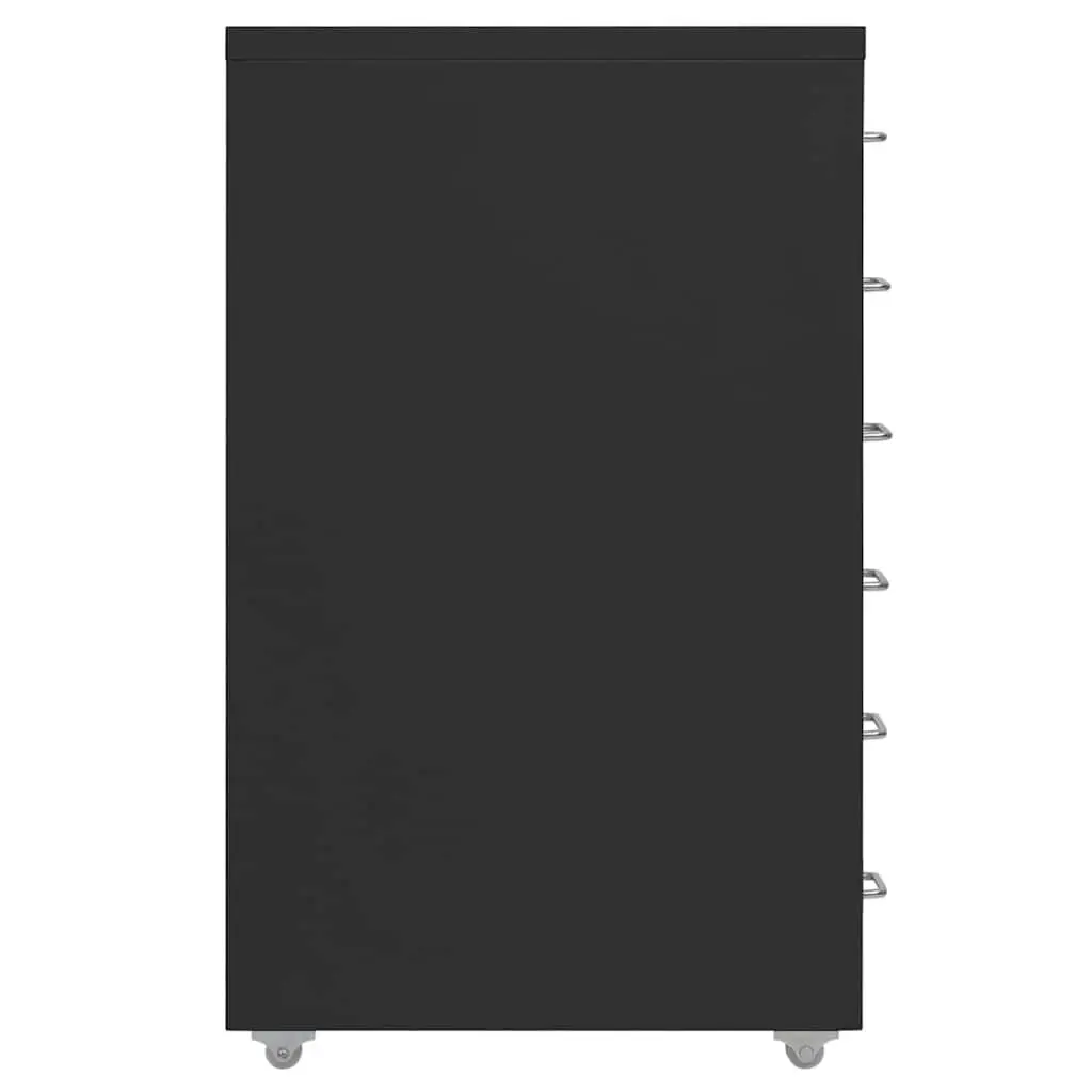 Mobile Filing Cabinet Metal File Storage Organizer 6 Drawer Black with Wheels