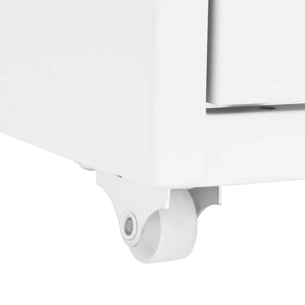 Metal File Cabinet 8 Drawer Mobile Office Storage White with Wheels 28x41x109cm