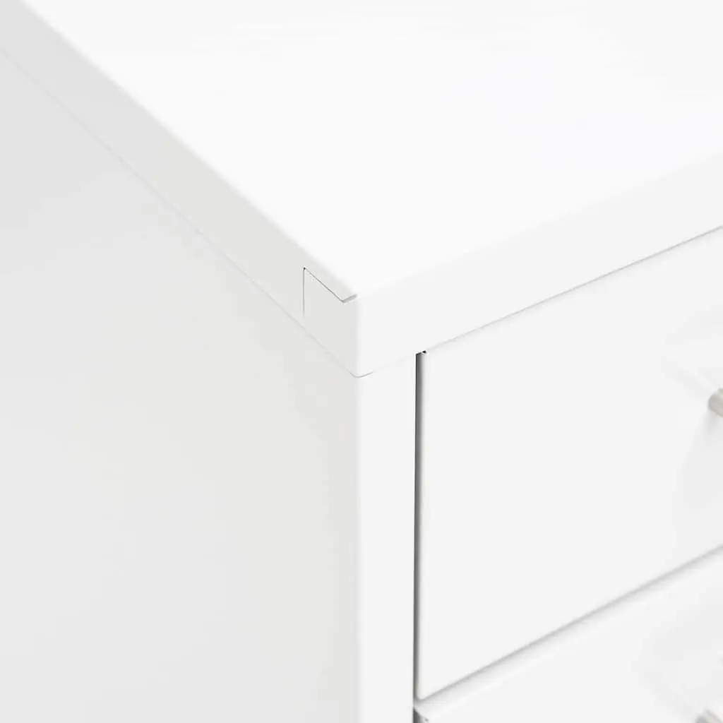 Metal File Cabinet 8 Drawer Mobile Office Storage White with Wheels 28x41x109cm