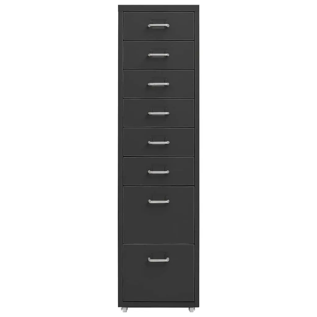 Mobile File Cabinet 8 Drawer Metal Filing Storage Office Anthracite with Wheels