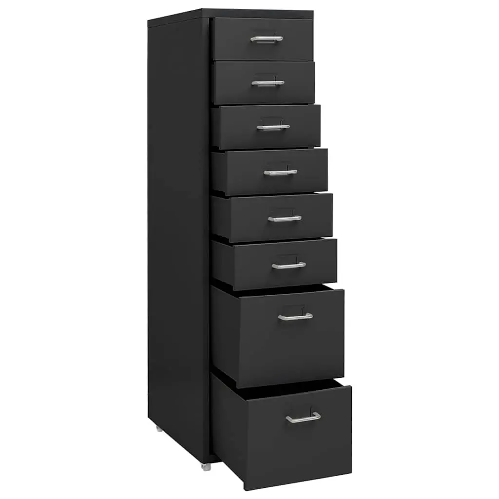 Mobile File Cabinet 8 Drawer Metal Filing Storage Office Anthracite with Wheels