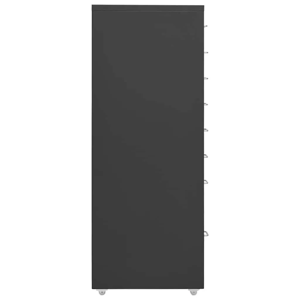 Mobile File Cabinet 8 Drawer Metal Filing Storage Office Anthracite with Wheels