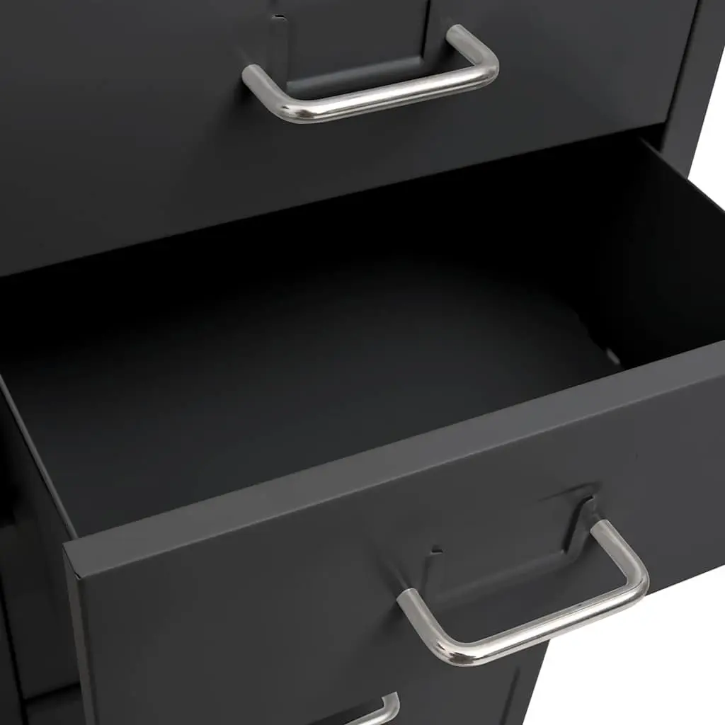 Mobile File Cabinet 8 Drawer Metal Filing Storage Office Anthracite with Wheels