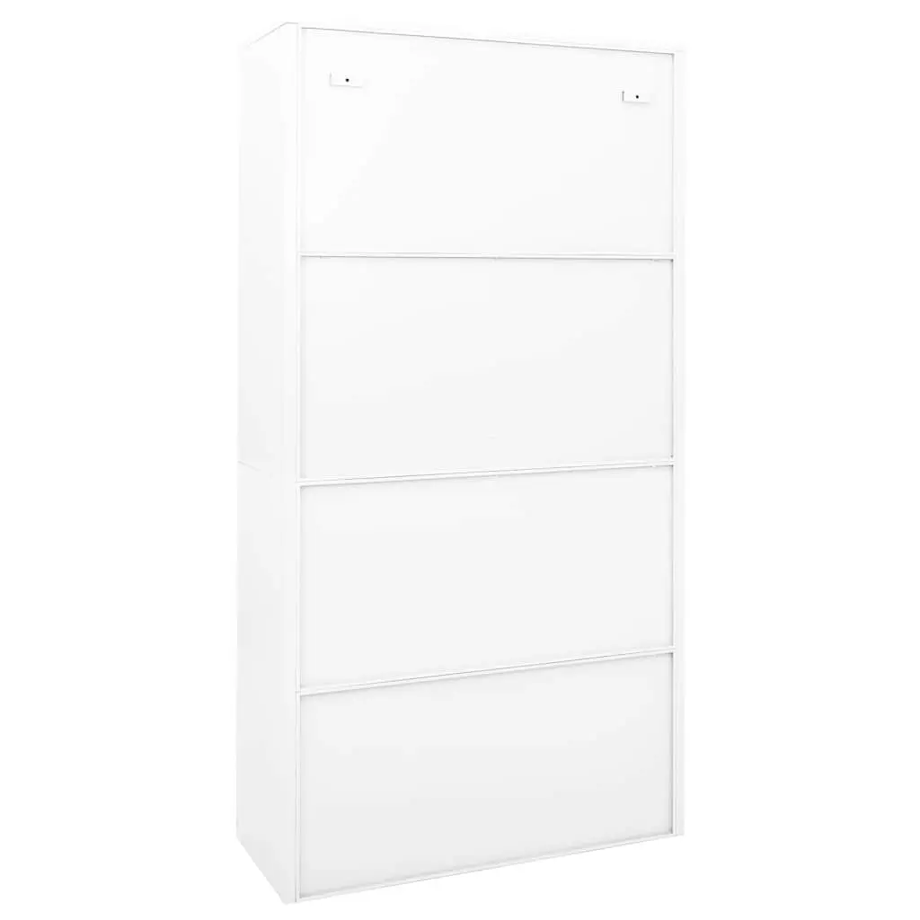 Office Storage Cabinet Sliding Door White Steel 90x40x180cm Adjustable Shelves