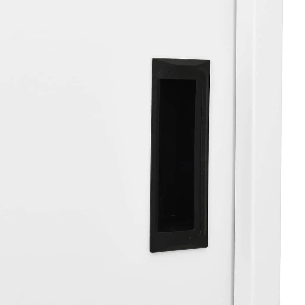 Office Storage Cabinet Sliding Door White Steel 90x40x180cm Adjustable Shelves