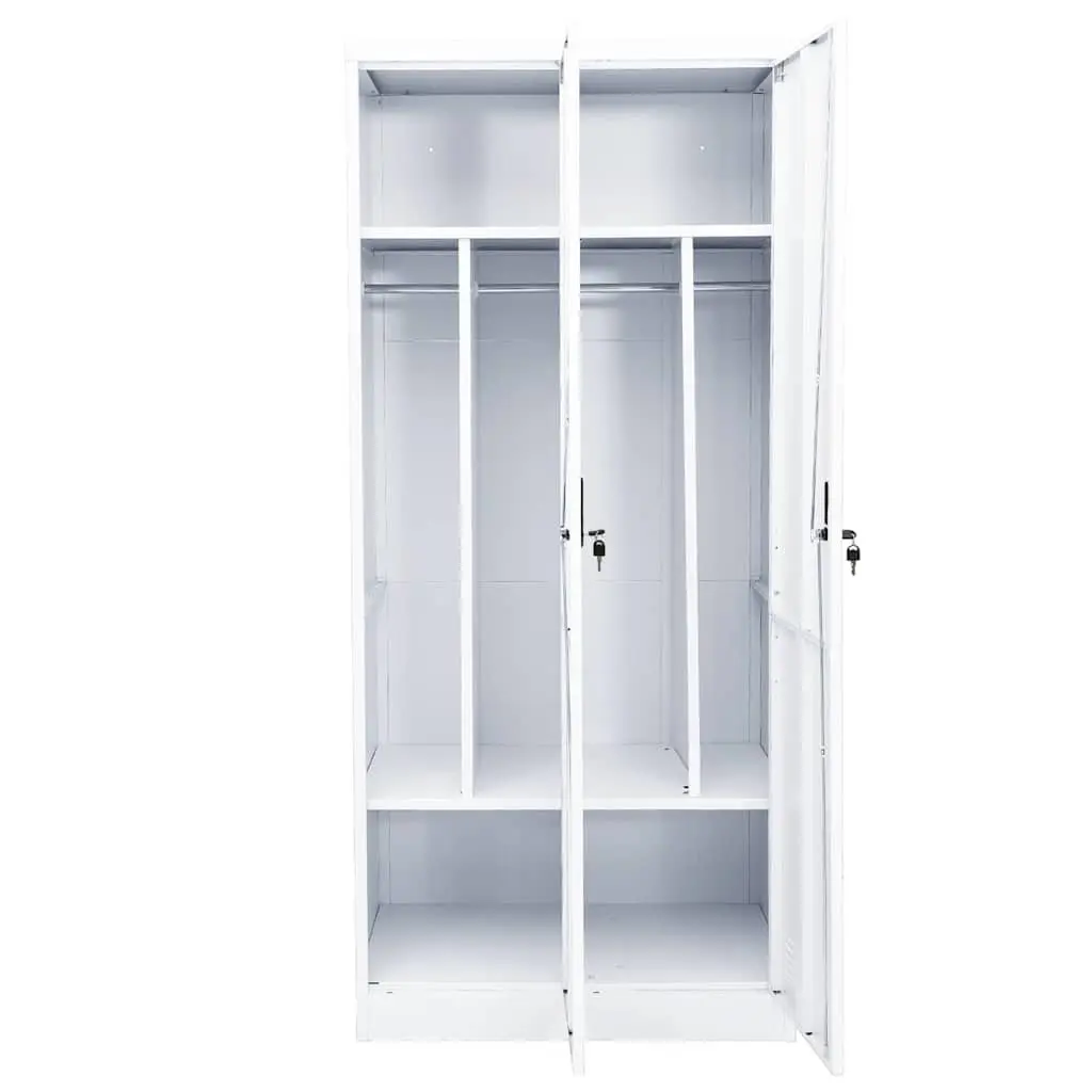 Steel Wardrobe Cabinet with 2 Shelves Locks White 80 x 50 x 180 cm
