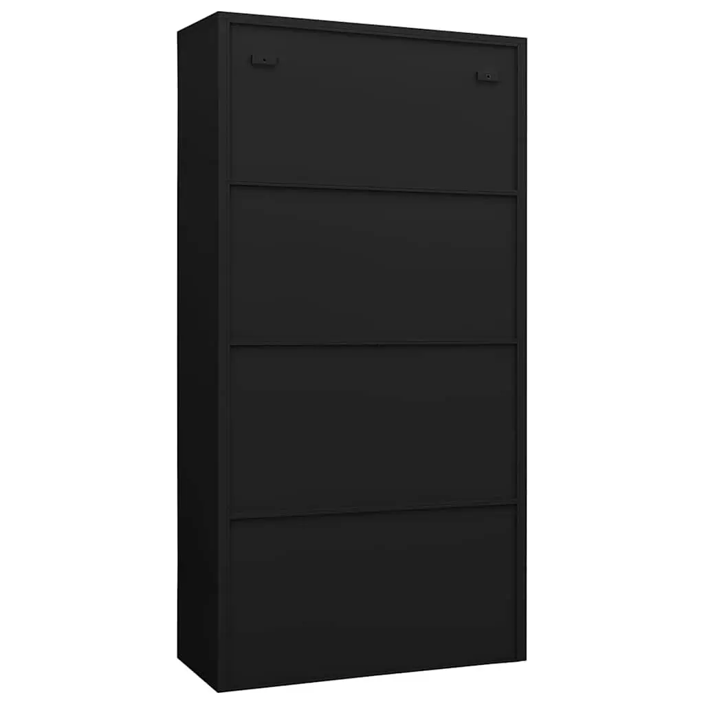 Steel Locker Cabinet Black Storage Organiser 4 Shelves