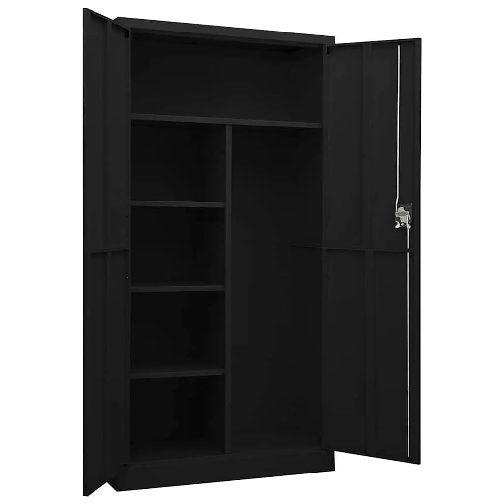 Steel Locker Cabinet Black Storage Organiser 4 Shelves