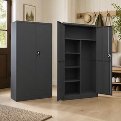 Industrial Steel Locker Cabinet 4-Shelf Storage Organiser Anthracite 90x40x180cm