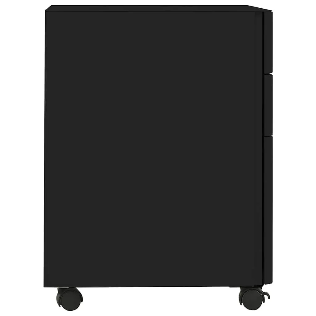 Mobile File Cabinet Black Steel 3 Drawer Office Filing Storage with Lock