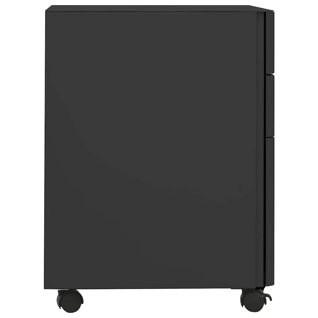 Mobile File Cabinet Steel 3 Drawer Lock Anthracite