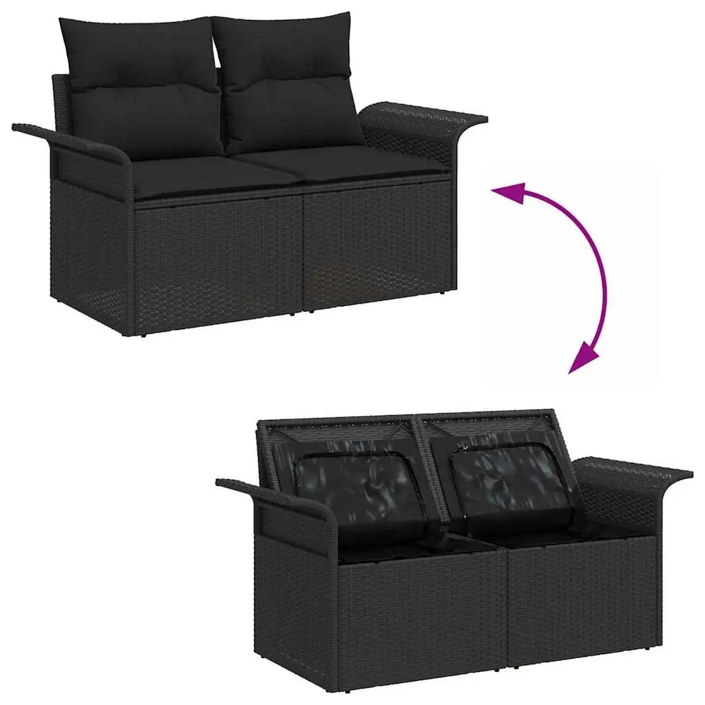 Garden Sofa Set Modular Outdoor Furniture 4 Piece Light Grey Poly Rattan with Cushions