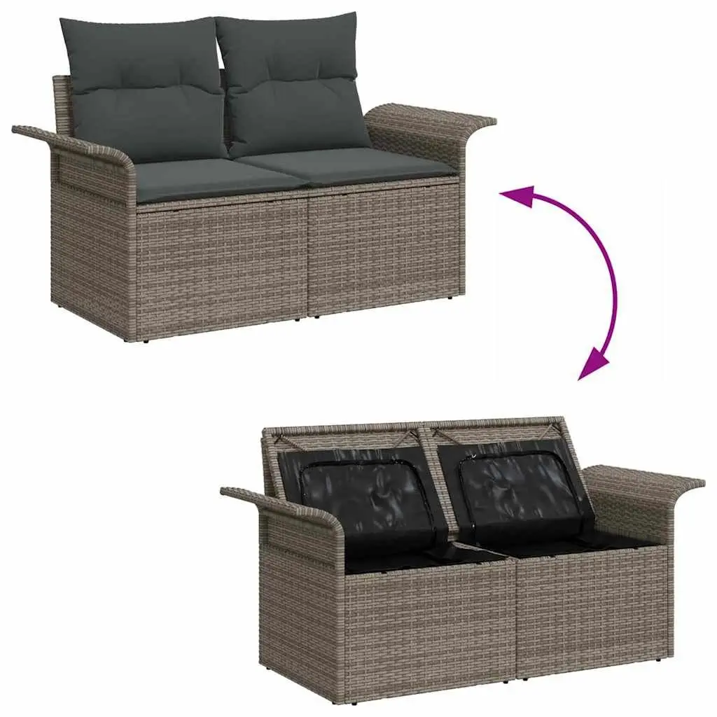 Modular Garden Sofa Set 5 Piece Poly Rattan Light Grey Outdoor Furniture