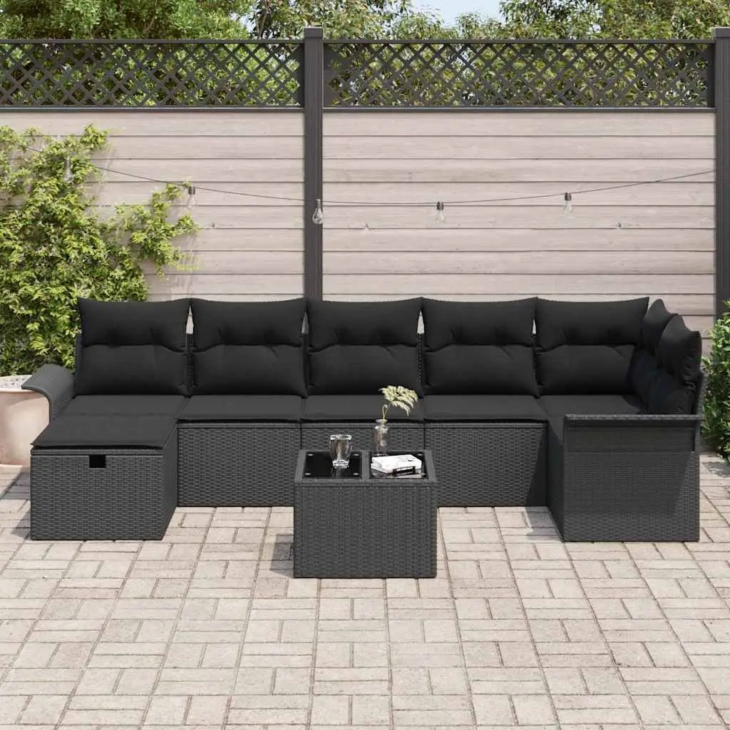 Modular Garden Sofa Set with Cushions 8 Pieces Outdoor Furniture Poly Rattan