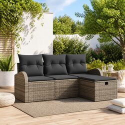 Modular Outdoor Garden Sofa Set 4 Piece Poly Rattan Sectional Patio Furniture