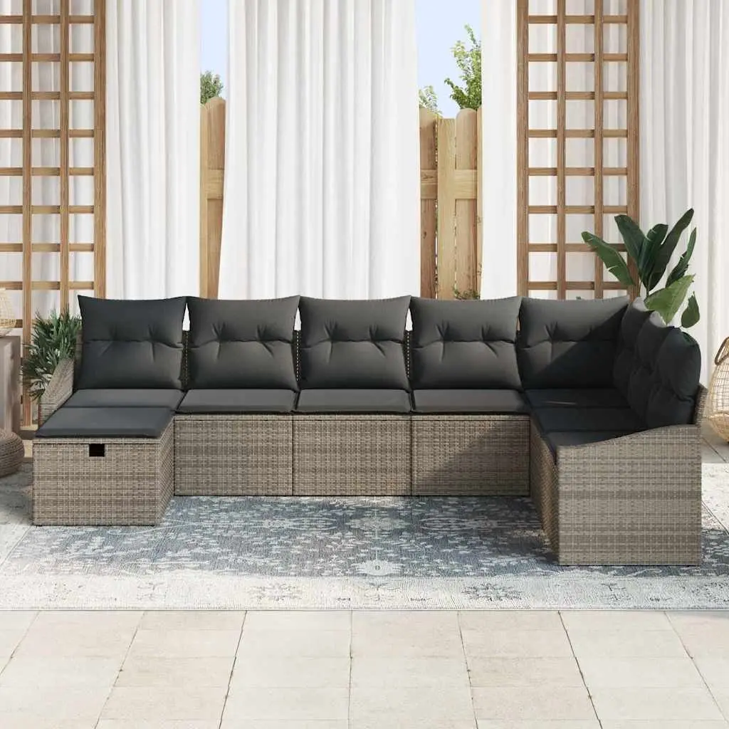 Outdoor Sofa Set Modular Sectional 9 Piece Grey Poly Rattan Garden Patio Seating