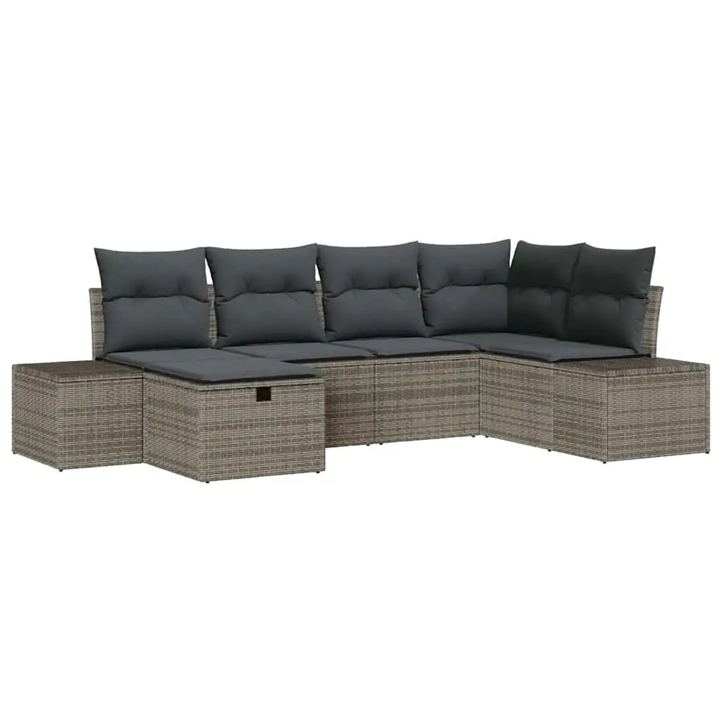 Modular Garden Sofa Set 7 pcs Grey Outdoor Seating Poly Rattan Furniture