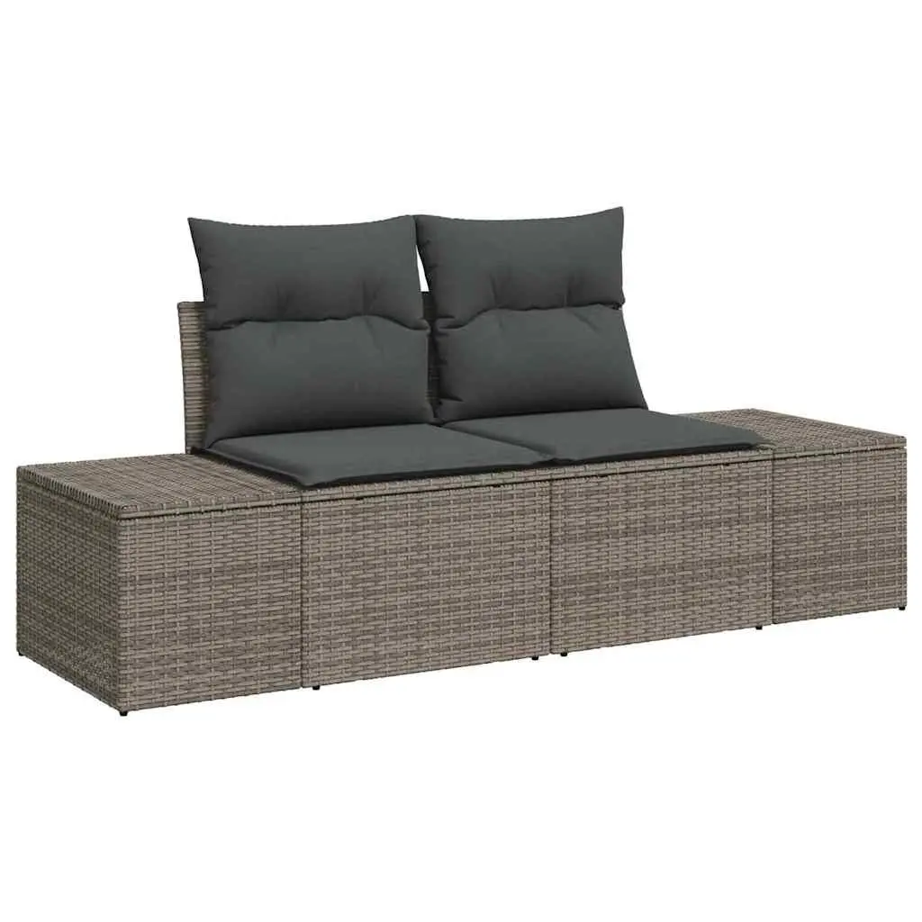 Modular Garden Sofa Set 7 pcs Grey Outdoor Seating Poly Rattan Furniture