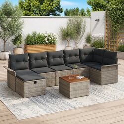 Garden Sofa Set 8pcs Outdoor Furniture Modular Lounge Grey Poly Rattan with