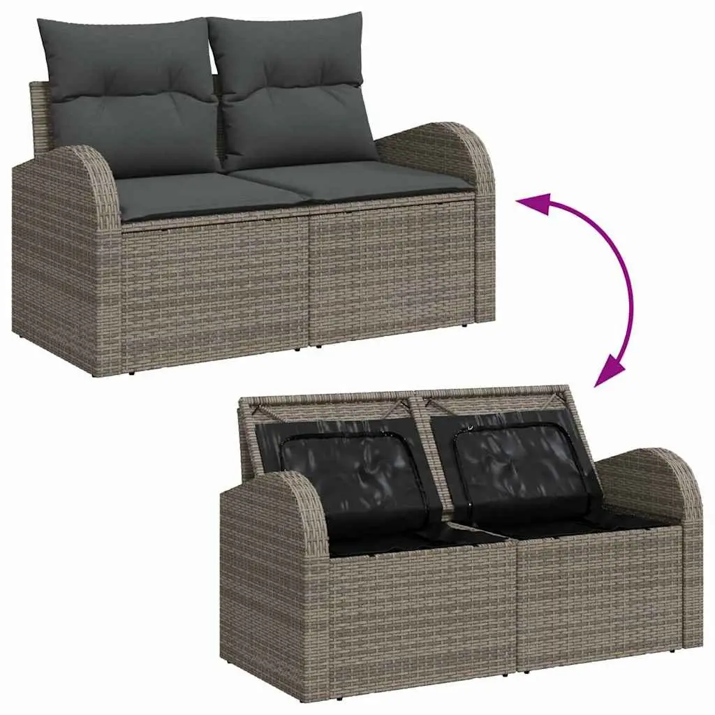 Outdoor Garden Sofa Set 6 Piece Modular Patio Furniture Grey Poly Rattan with