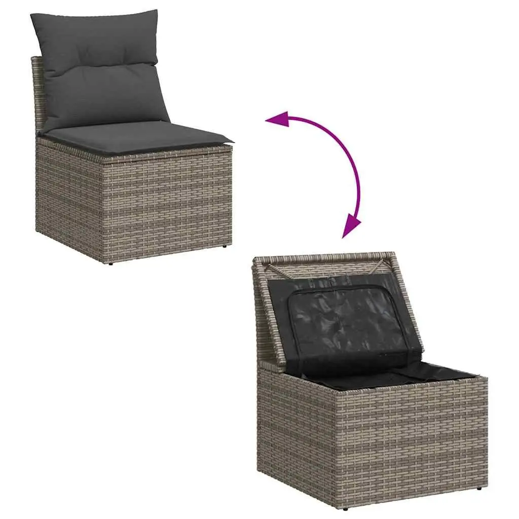 Outdoor Garden Sofa Set 6 Piece Modular Patio Furniture Grey Poly Rattan with