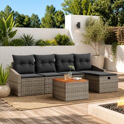 Garden Sofa Set 6 Pcs Outdoor Furniture Patio Seating Grey Modular Lounge