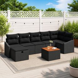 Garden Sofa Set 8 Pieces Outdoor Furniture Poly Rattan Black Modular Patio