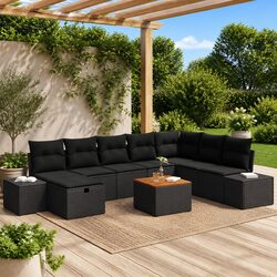 Outdoor Garden Sofa Set 9 Pieces Modular Poly Rattan Patio Furniture with