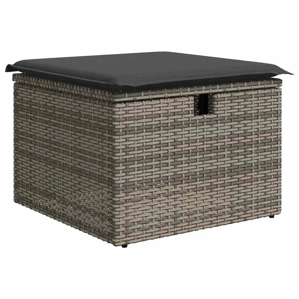 Modular Garden Sofa Set 9 Pieces Grey Poly Rattan Outdoor Furniture Patio