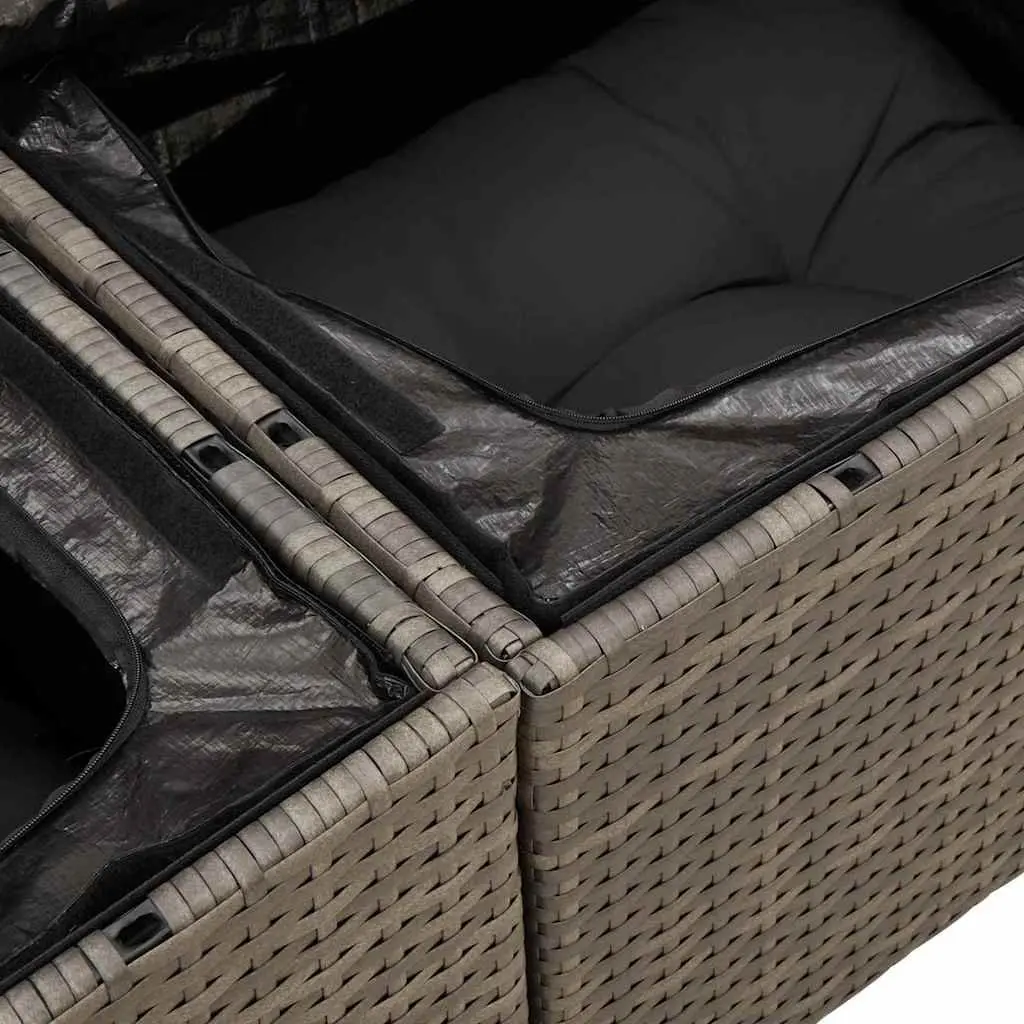 Modular Garden Sofa Set 9 Pieces Grey Poly Rattan Outdoor Furniture Patio