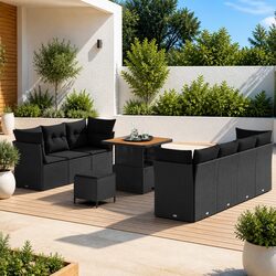 Garden Sofa Set 10 Piece Outdoor Furniture Poly Rattan Black Modular Seating