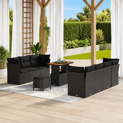 Garden Sofa Set 10 Pieces Black Poly Rattan Modular Outdoor Furniture Patio