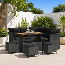 Outdoor Garden Sofa Set 9 Pieces Height Adjustable Modular Patio Furniture Black