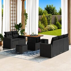 Modular Garden Sofa Set 8 Pieces Black Poly Rattan Outdoor Furniture Patio