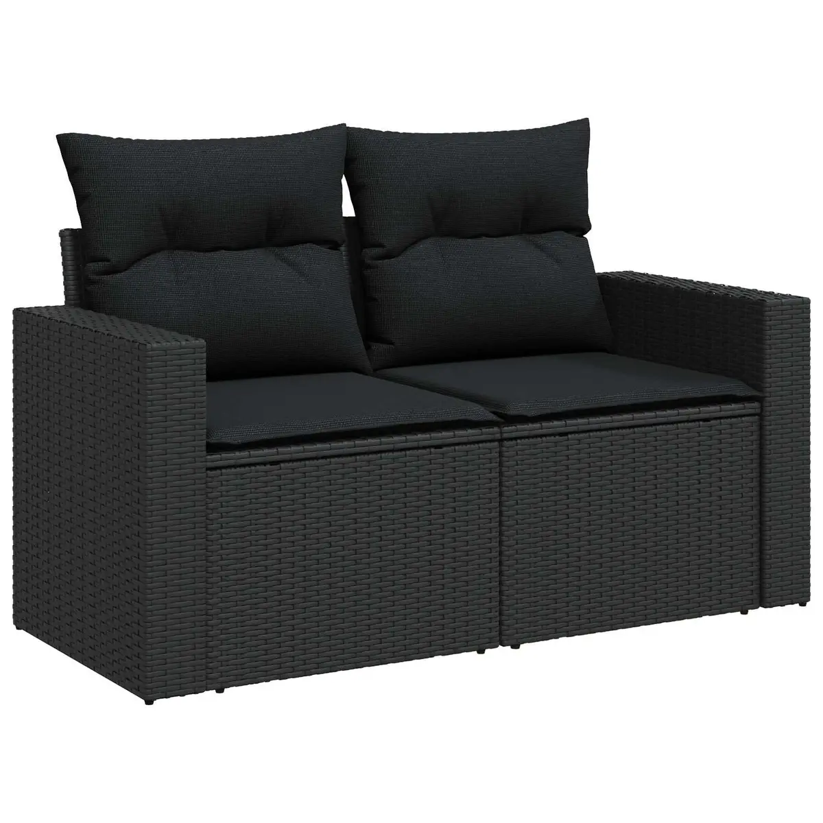 Modular Garden Sofa Set 8 Pieces Black Poly Rattan Outdoor Furniture Patio