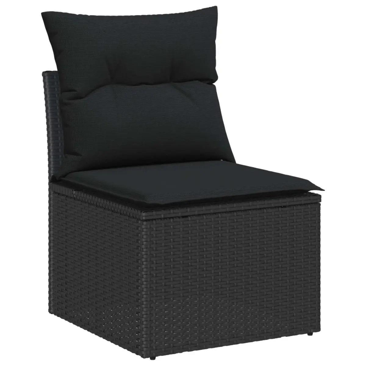 Modular Garden Sofa Set 8 Pieces Black Poly Rattan Outdoor Furniture Patio