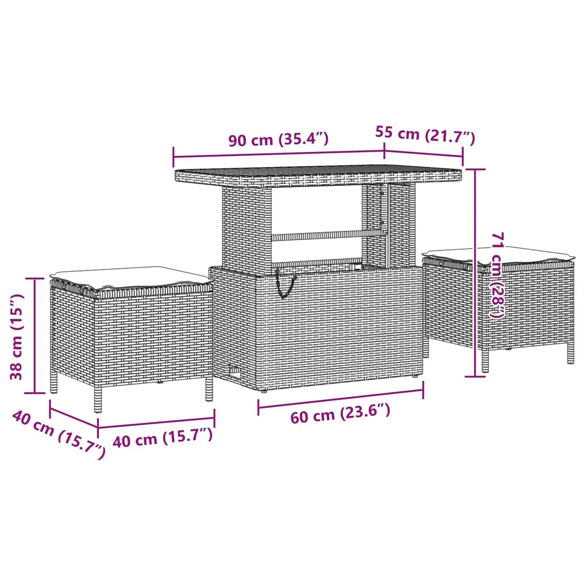 Modular Garden Sofa Set 8 Piece Black Poly Rattan Outdoor Furniture with