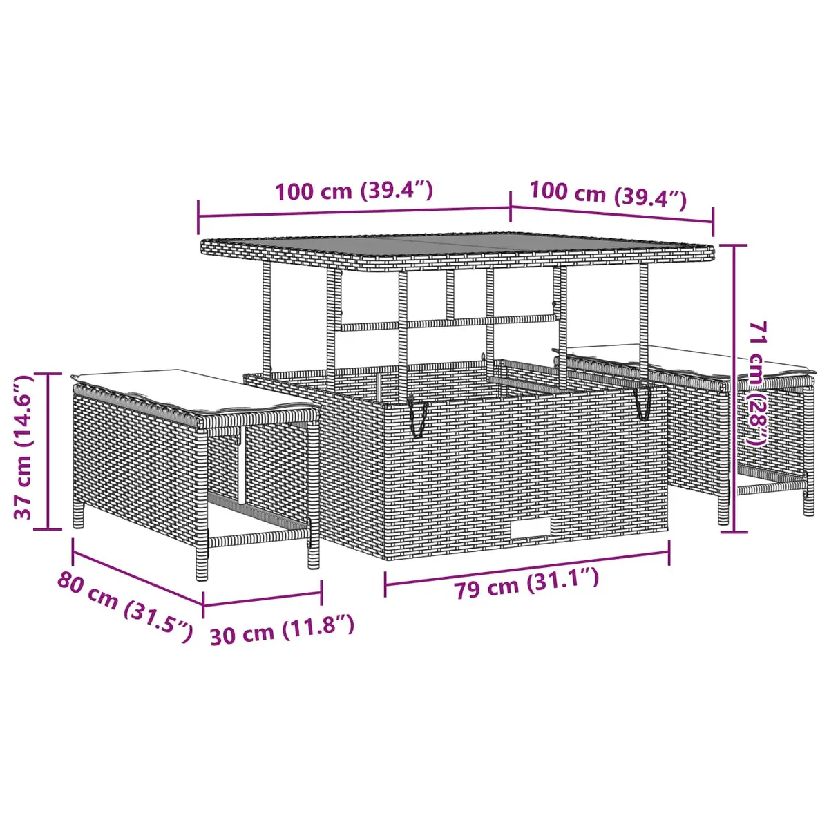 Modular Garden Sofa Set 8 Pieces Black Poly Rattan Outdoor Furniture