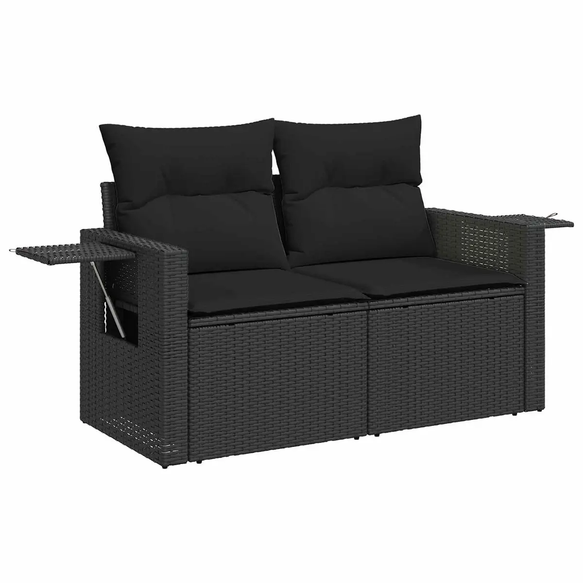 Modular Garden Sofa Set 8 Pieces Black Poly Rattan Outdoor Furniture