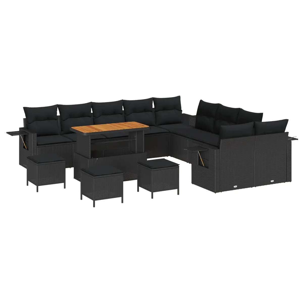 Garden Sofa Set Modular 14 Piece Black Poly Rattan Outdoor Furniture Sectional