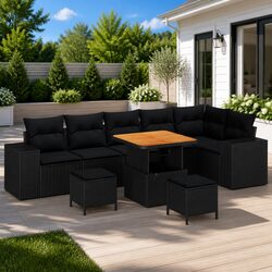 Modular Garden Sofa Set 9 Piece Outdoor Furniture Patio Rattan Sectional with