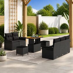 Garden Sofa Set 8 Piece Outdoor Furniture Black Poly Rattan Modular Lounge