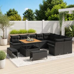 Outdoor Garden Sofa Set 12pc Modular Poly Rattan Black Furniture with Cushions